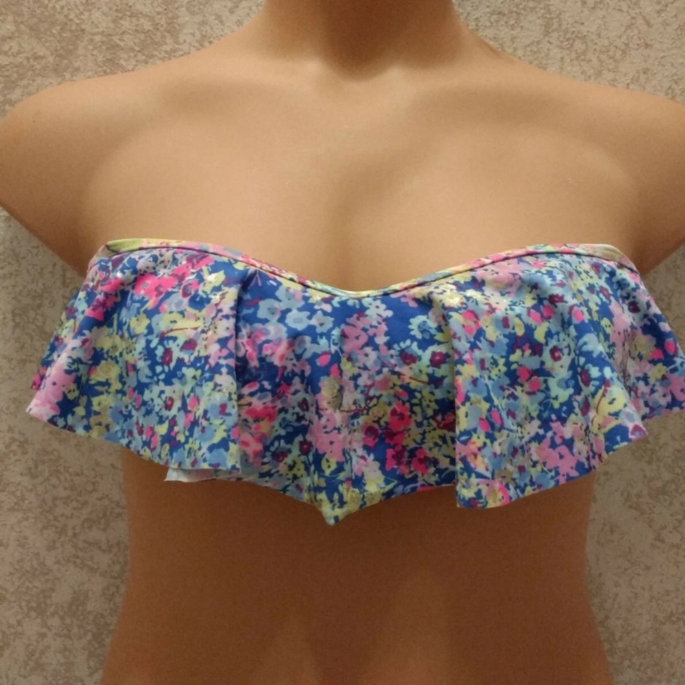 Victoria's Secret Multicolor Floral Ruffle Flounce Bikini Top